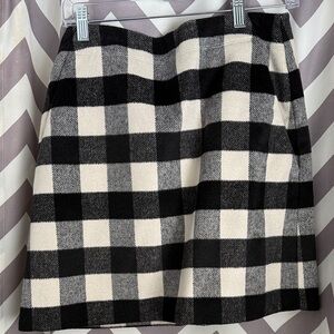 LOFT Black and Cream Plaid Mini Skirt